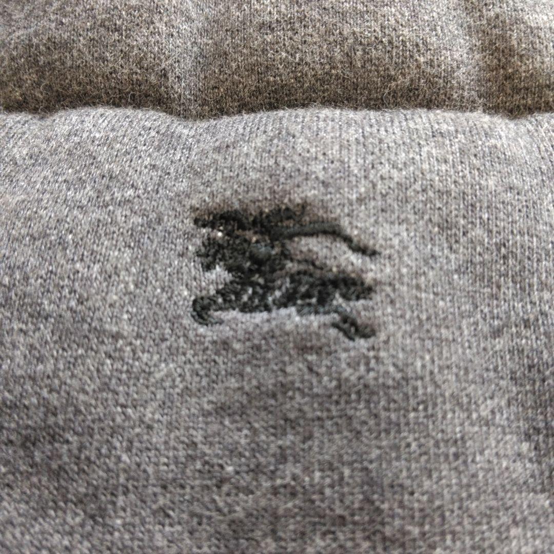 バーバリーブルーレーベル グレー フード付き ダウンベスト 裏地チェック 38