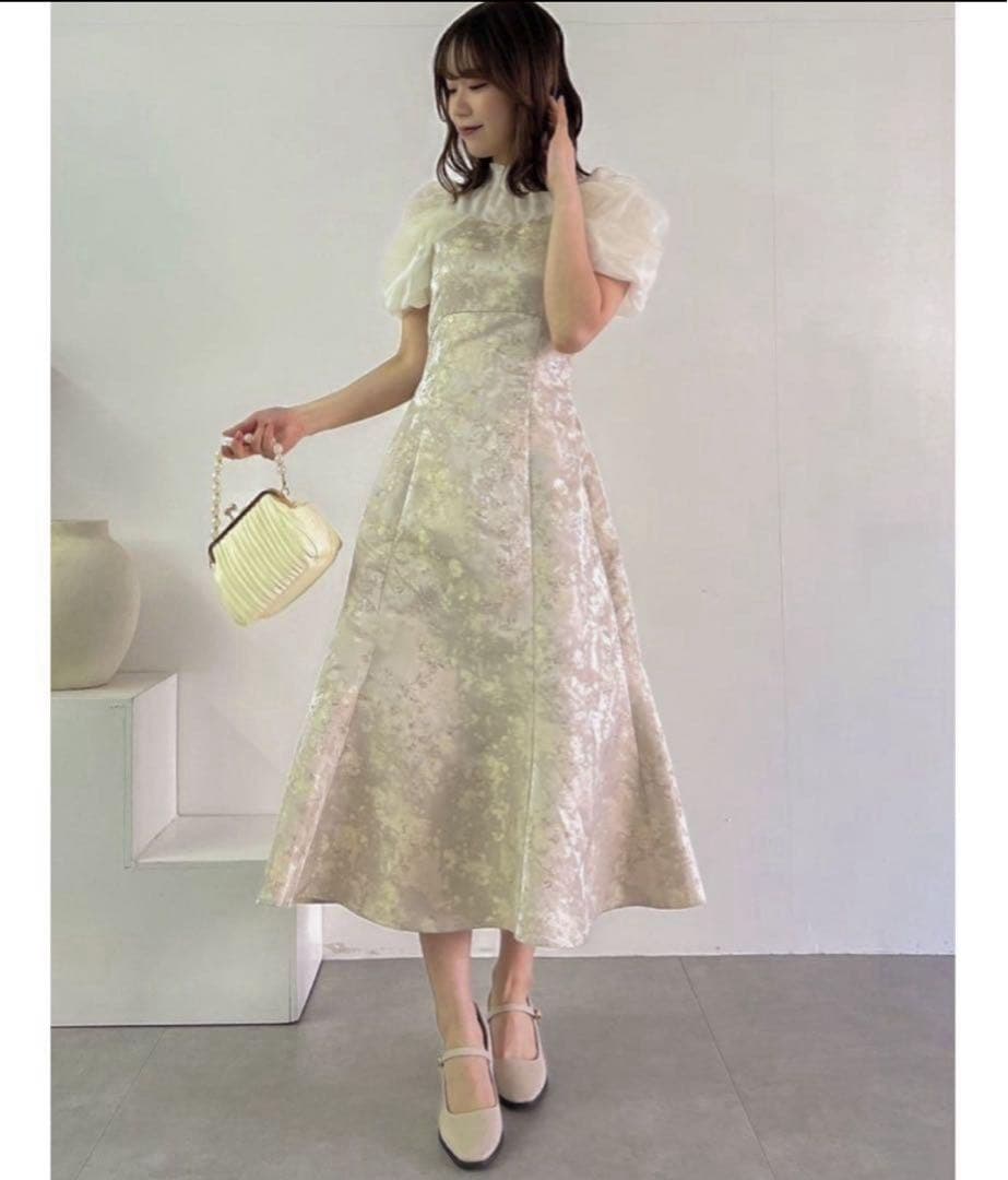 シアーベールジャカードワンピース ベージュsmall