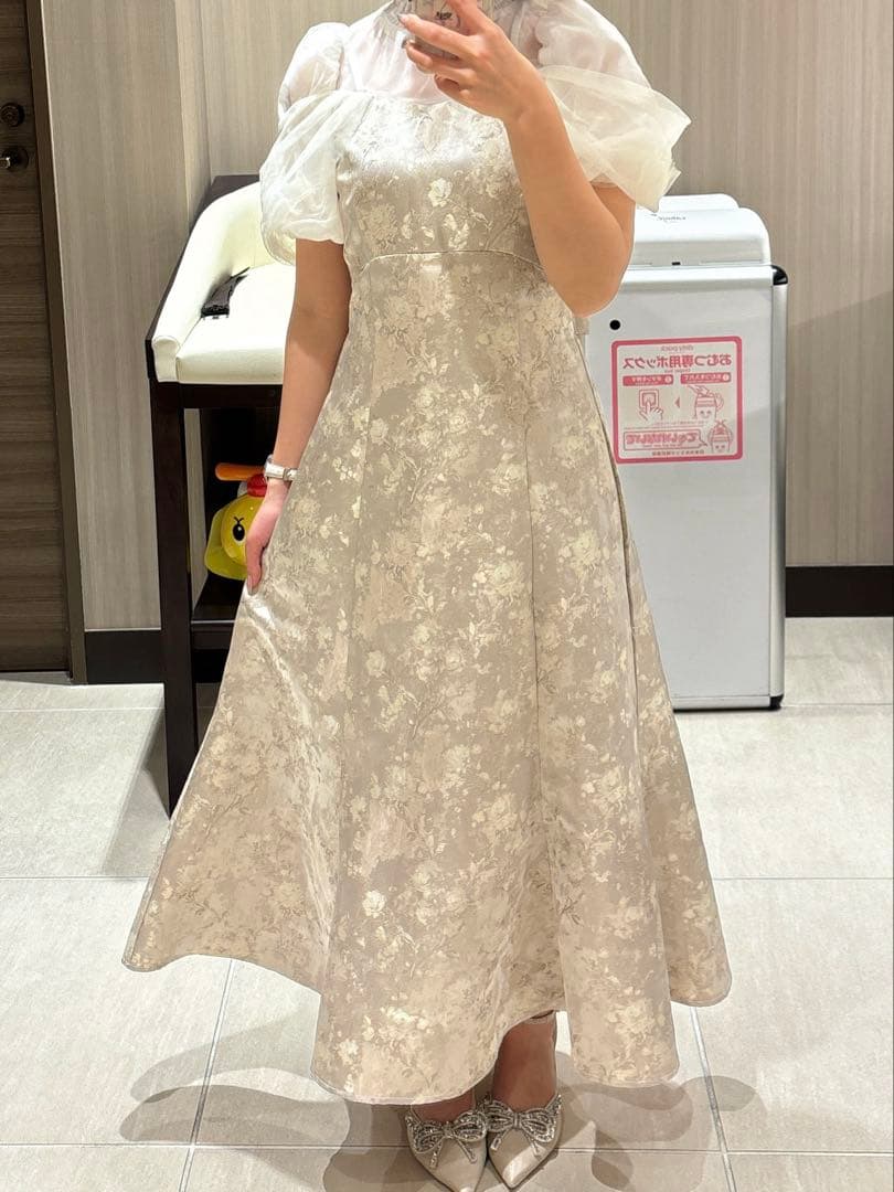 シアーベールジャカードワンピース ベージュsmall