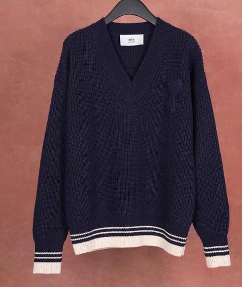 AMI PARIS セーター Vネックニット ネイビー M