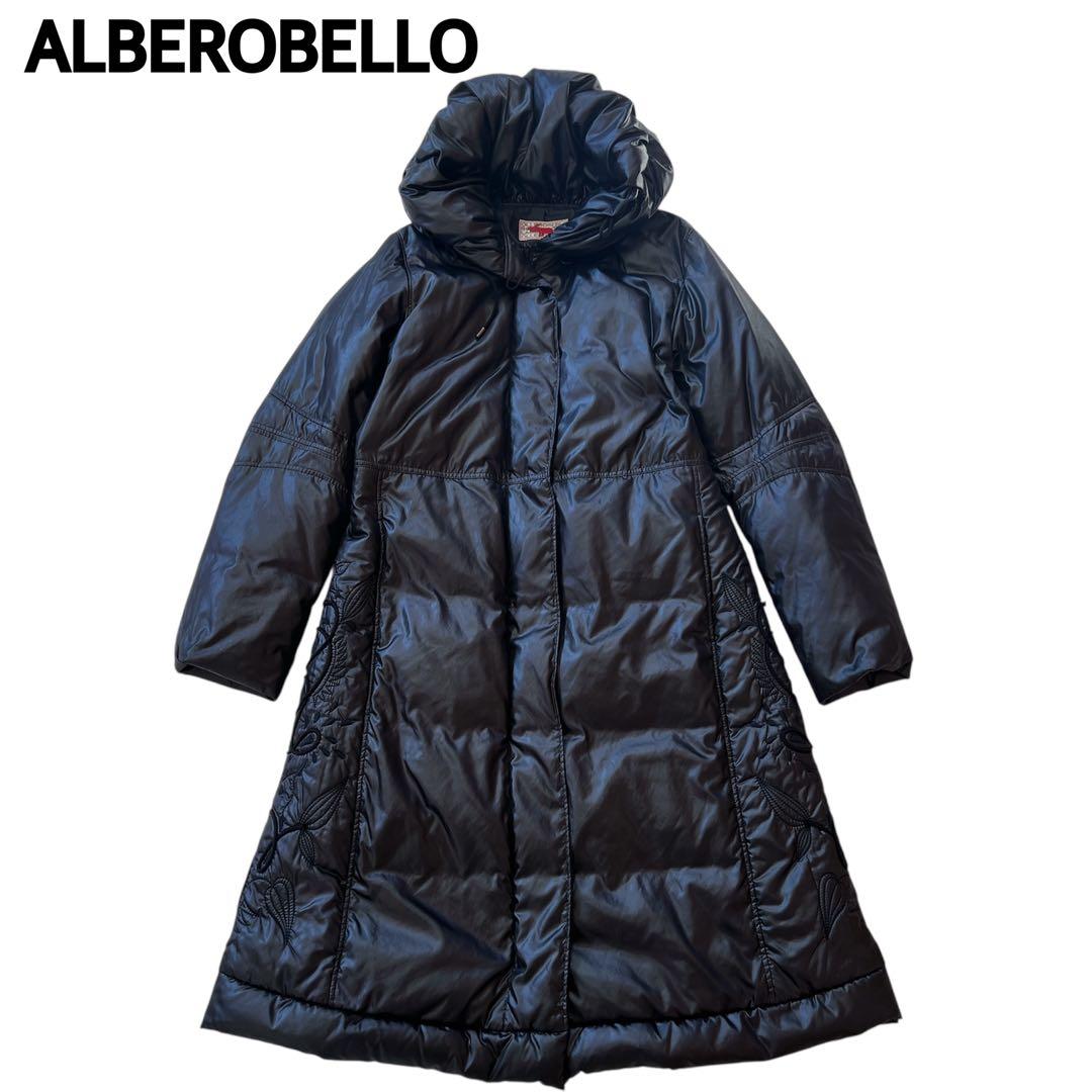 【美品】アルベロベロ　ダウンコート　ブタ　刺繍　ブラック 黒　ダウンジャケット