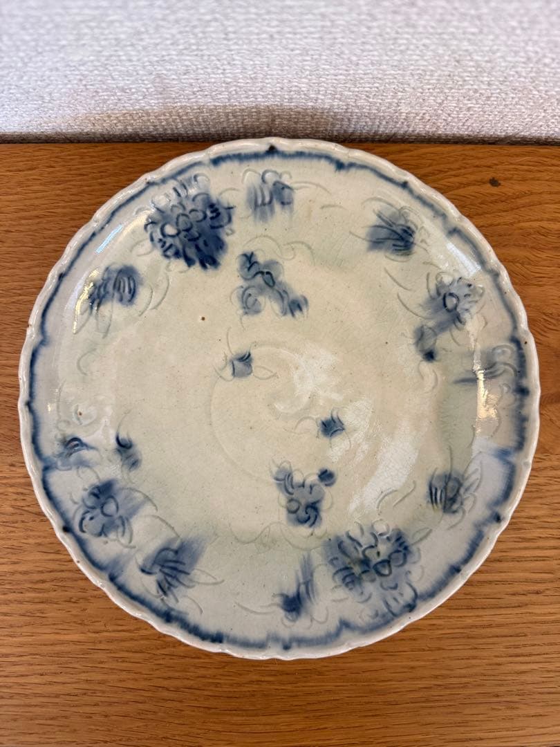 イムサエム 染付 安南手 輪花皿 プレート　　 6寸 作家物 うつわ