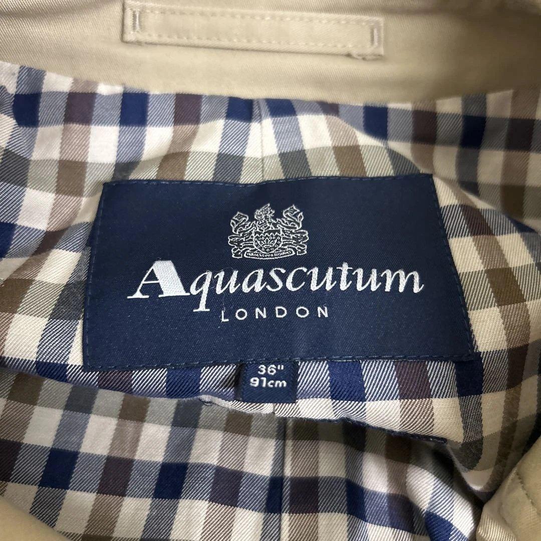 極美品 アクアスキュータム ステンカラーコート チェック ライナー ベージュ