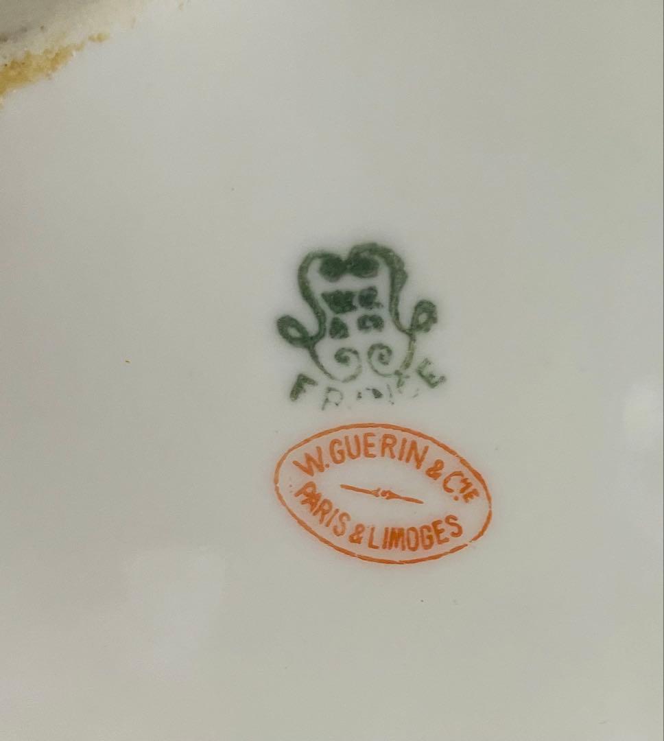 アンティーク リモージュ　大型　スープボウル　蓋付き　レードル添付