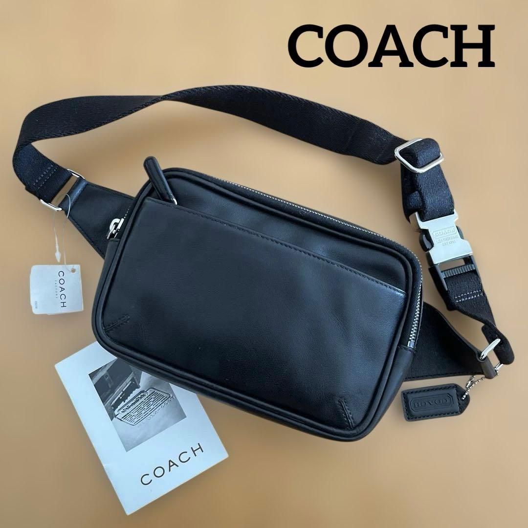 未使用☆vintage coach old waist pouch Black