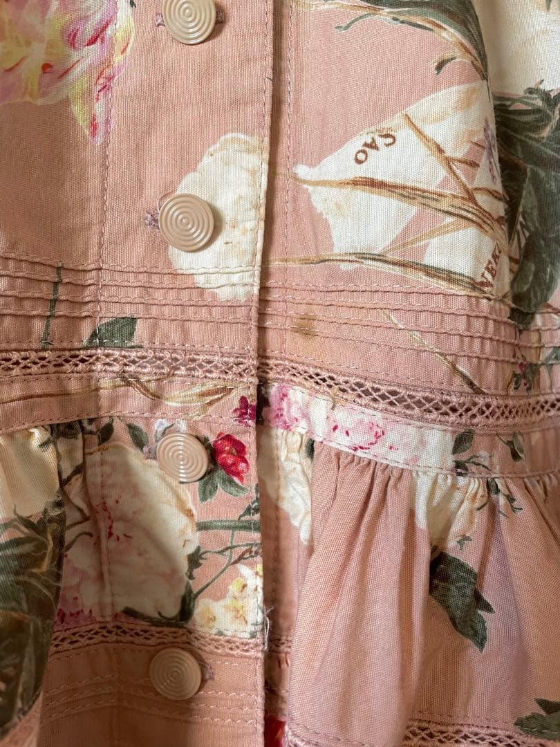 あ*わ様 カネコイサオ　ロゴリボンブーケ　プリントワンピース　くすみピンク