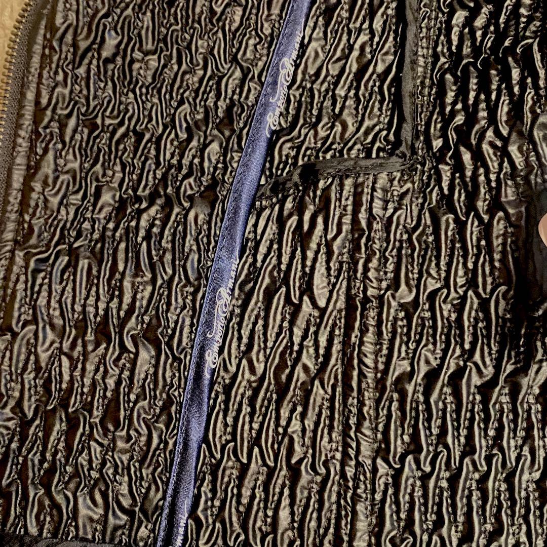 美品＊EMPORIO ARMANI＊ジップアップ 黒シワ加工 ジャケット XS