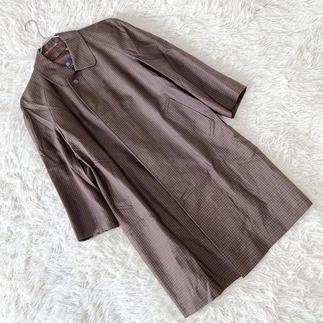 《ランバン》 (46) シルクステンカラーロングコート 比翼ボタンエレガント