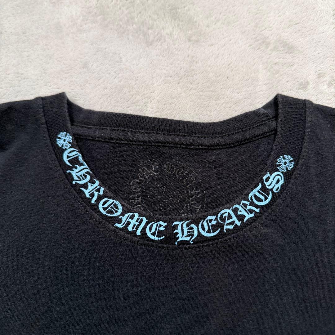 クロムハーツ　長袖Tシャツ　Sサイズ アームロゴ　ネックロゴ　ブラック　水色