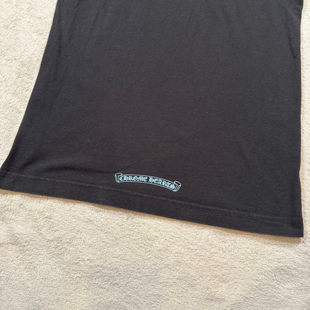 クロムハーツ　長袖Tシャツ　Sサイズ アームロゴ　ネックロゴ　ブラック　水色