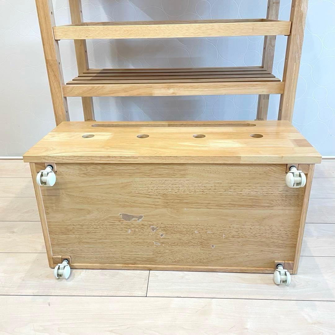 【美品】 タイル天板 木製キッチンワゴン キャスター付 北欧 収納棚 カントリー