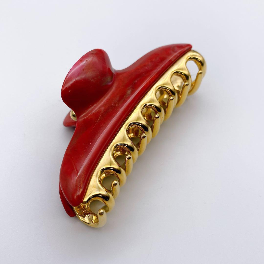 acca アッカ バービークリップ ヘアクリップ レッド 赤 マーブル 袋付き