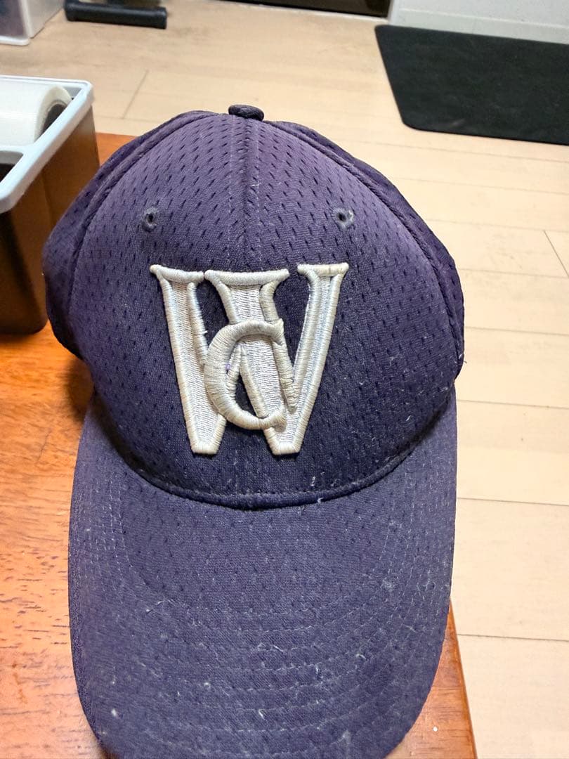 田中将大サイン入りネイビーキャップ Wロゴ刺繍