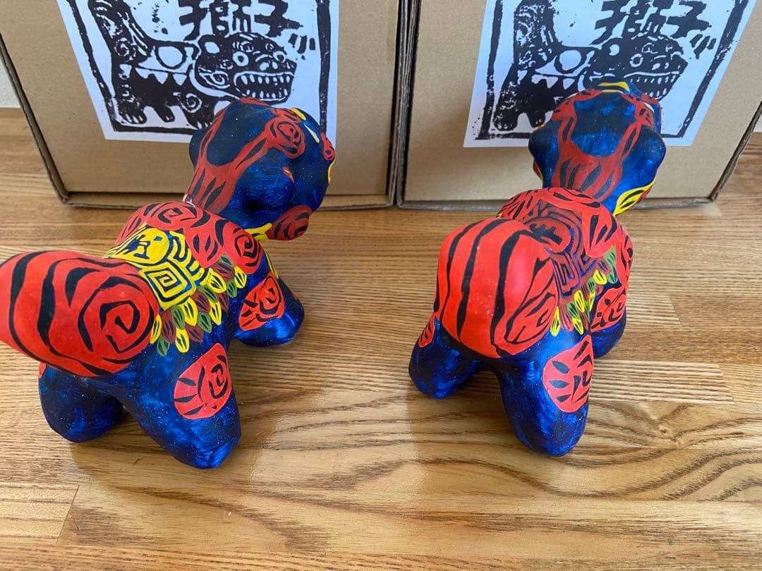 特注品 琉球張子 豊永盛人 ロードワークス シーサー2体セット 阿吽