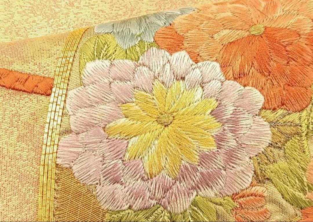 振袖フルセット6点M〜Lサイズ御所車花文　正絹　売り切り終了