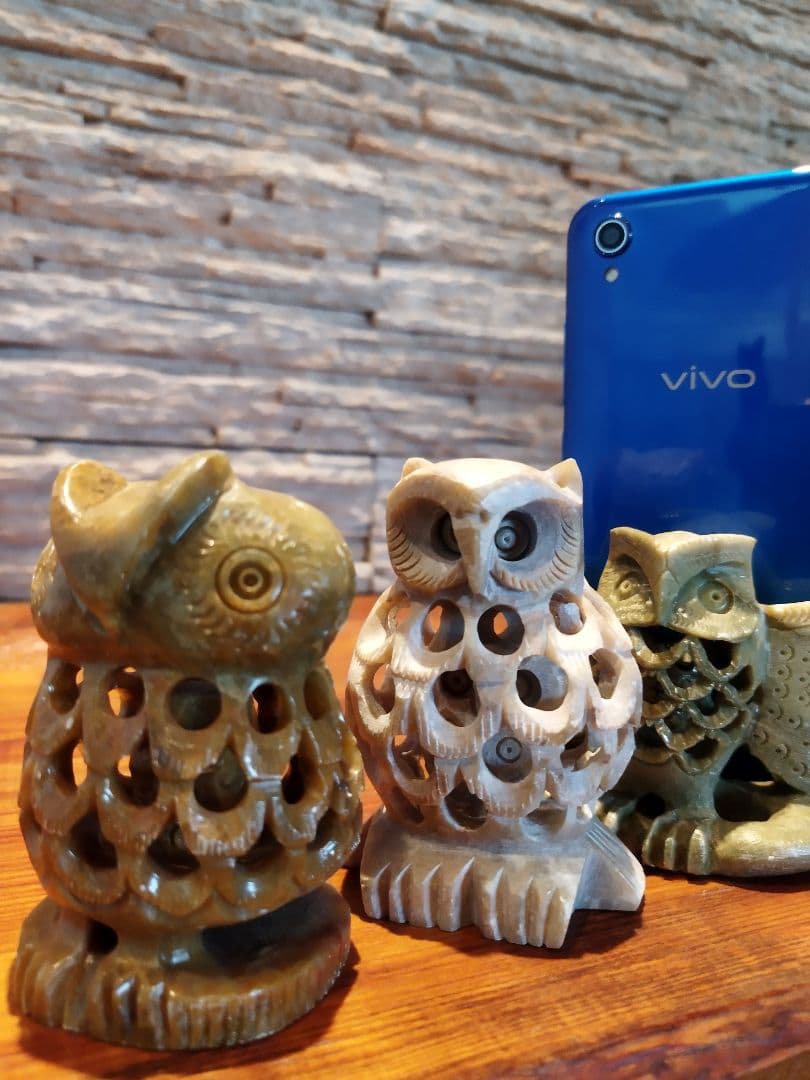 透し彫り　フクロウ　3点セット