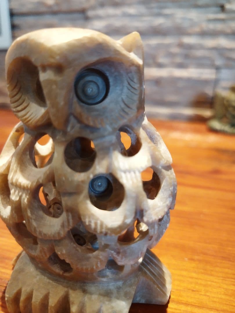 透し彫り　フクロウ　3点セット