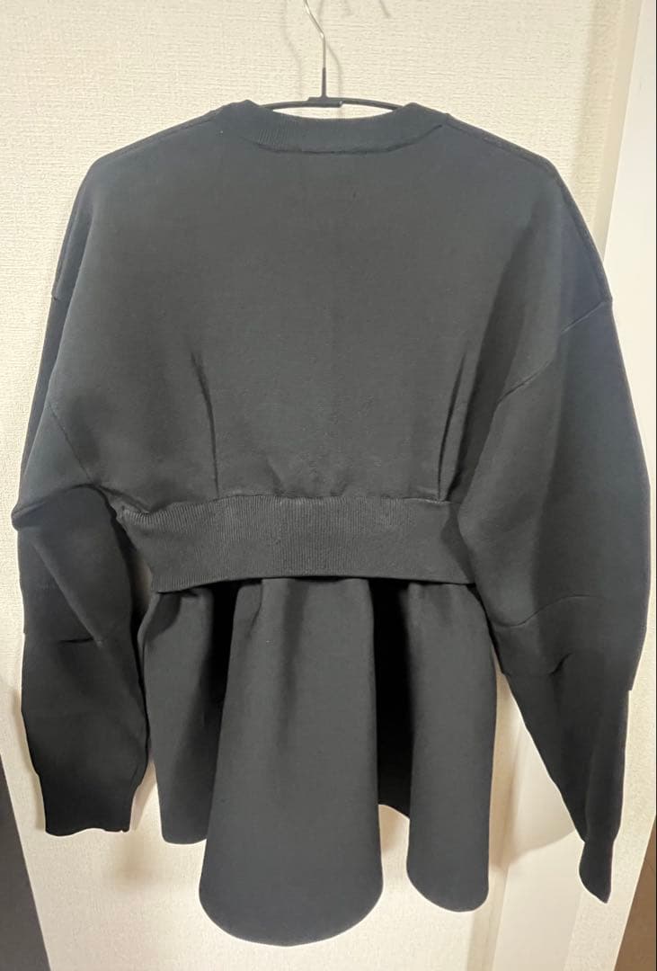 トップス OMMO LAYERED FLARE KNIT TOP BK