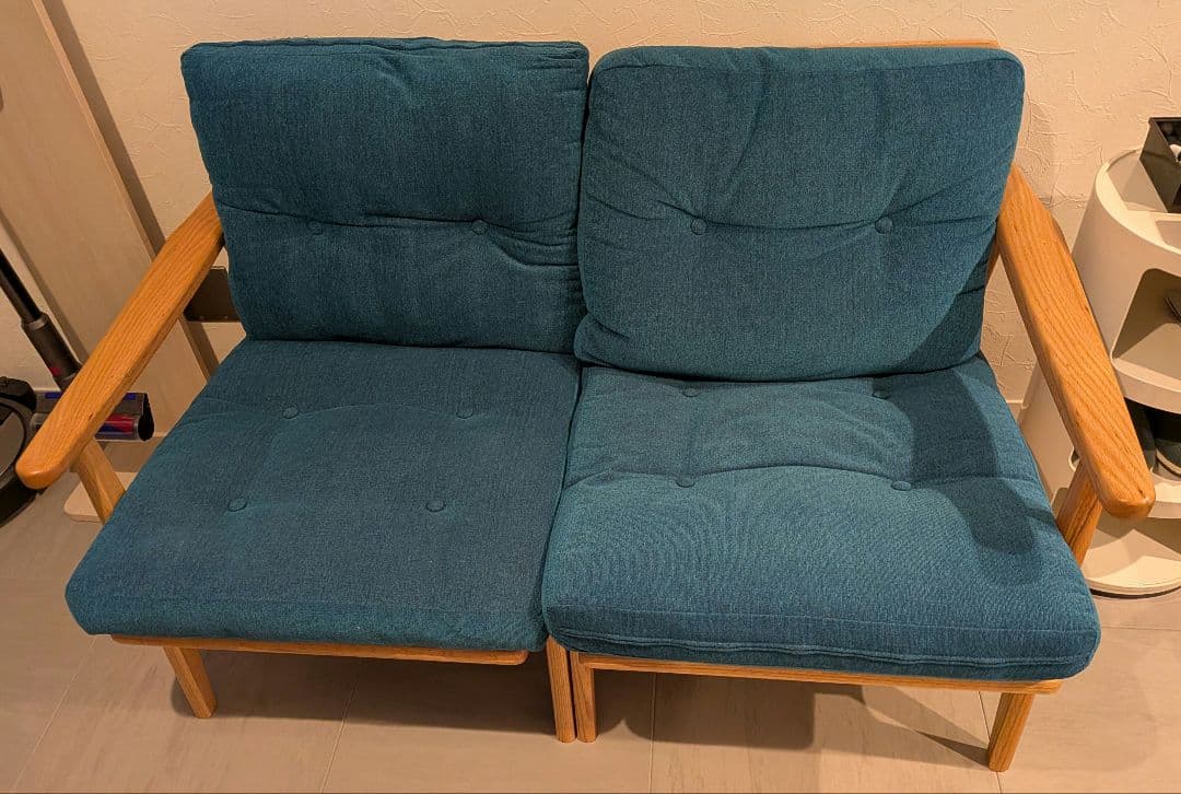 マルニ60 キノママ　オークフレーム　2シーター　ソファ　木製　サガブルー