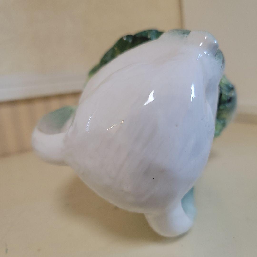 ウサギの置物　陶器製　ヴィンテージ　垂れ耳ウサギのオブジェ　希少