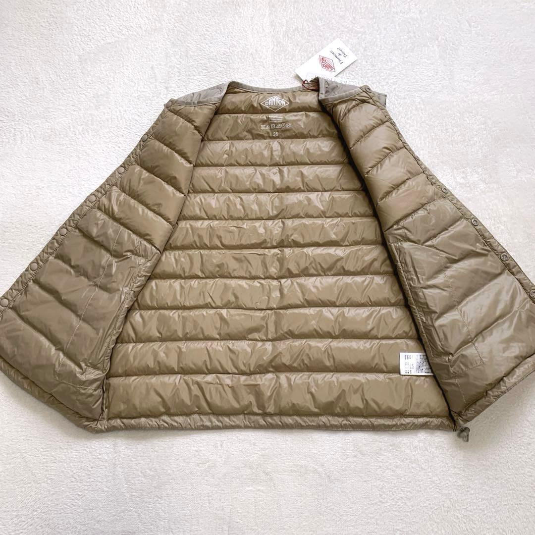 新品タグ付　DANTON ダントン　ダウンベスト　36 グレージュ　丸首