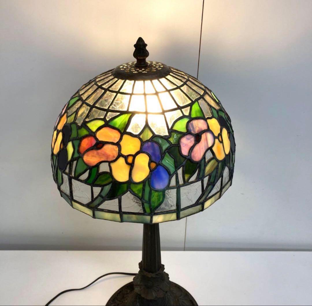 1654-x ステンドグラスランプ アンティーク 花柄