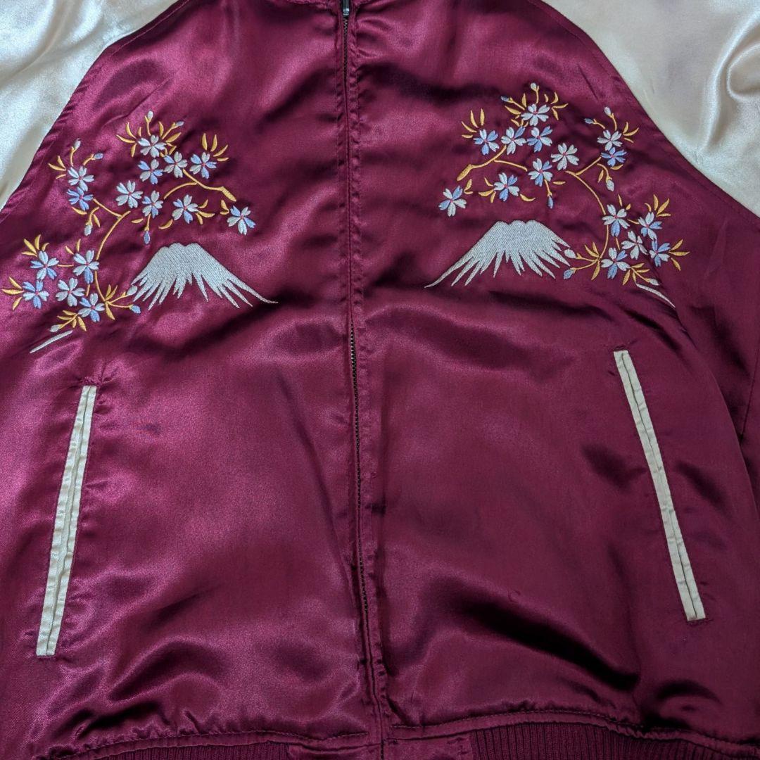 スカジャン リバーシブル 日本地図 龍 舞子 ネイビー えんじ スーベニア 刺繍