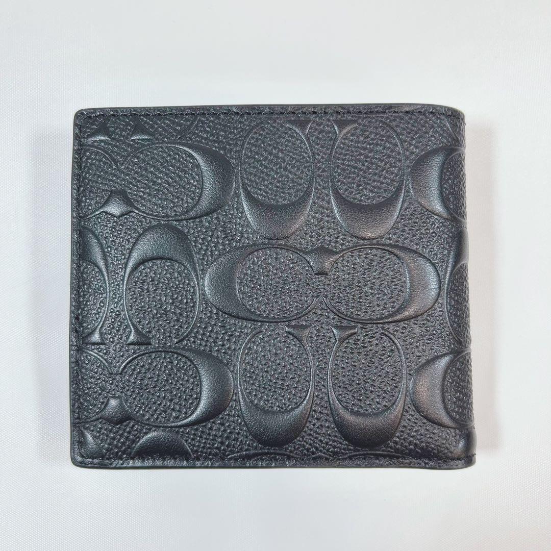 COACH 折り財布 新品 ブラック エンボス お札入れ 小銭入れ