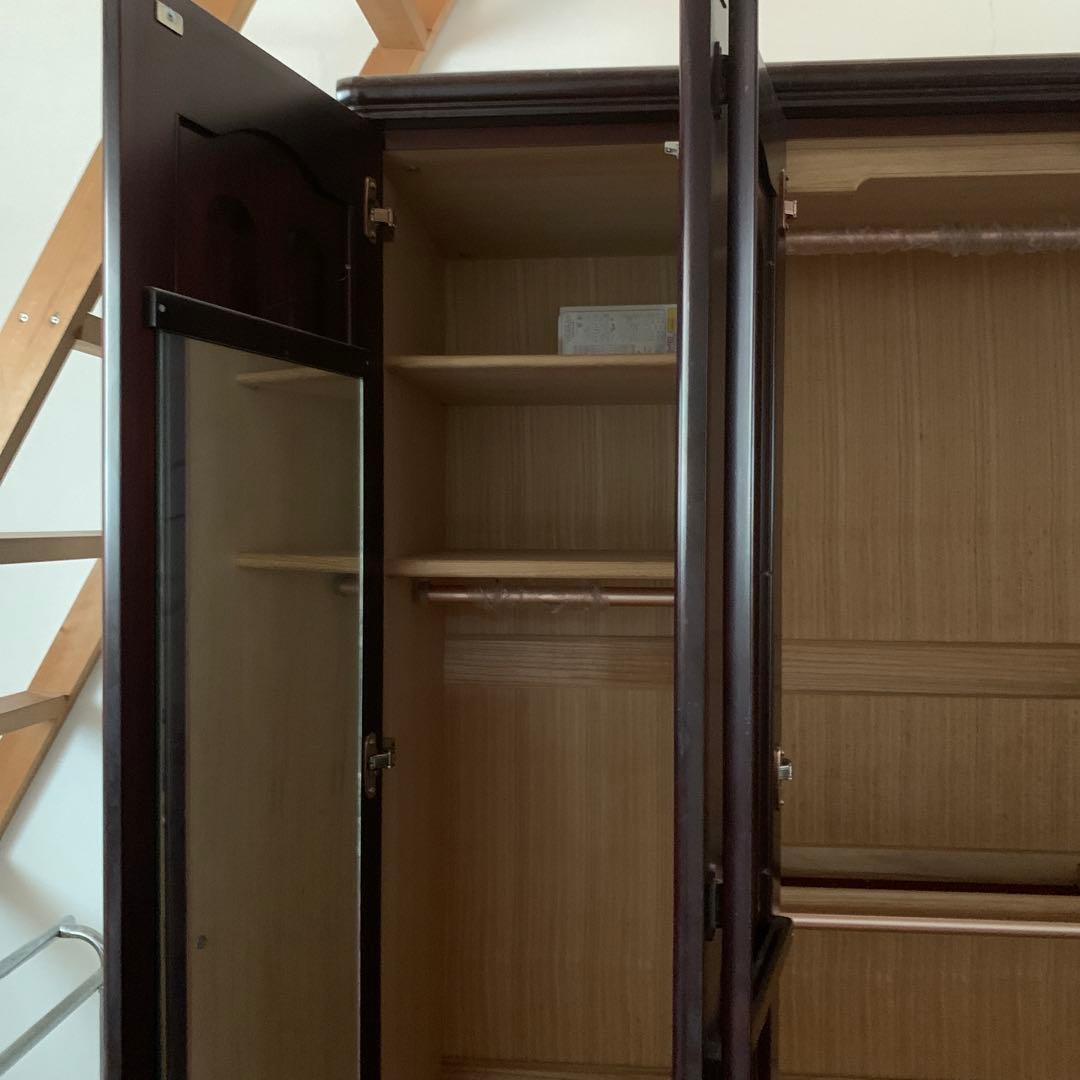 《分解発送》3枚扉の高級　紫檀のクローゼット　桐　無垢　府中家具