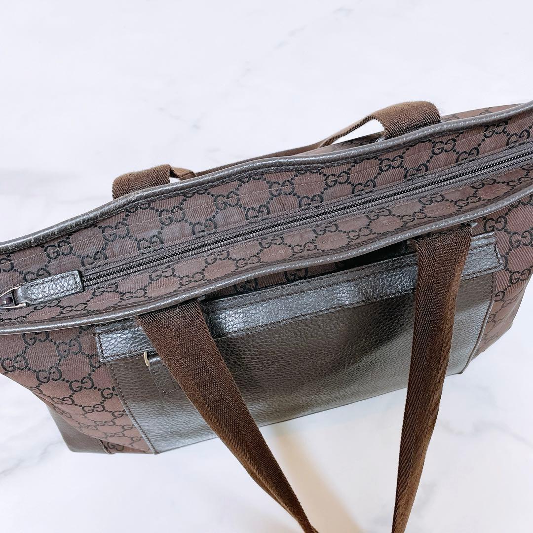 【GUCCI】美品★グッチ GG柄 トートバッグA4サイズ（ブラウン）