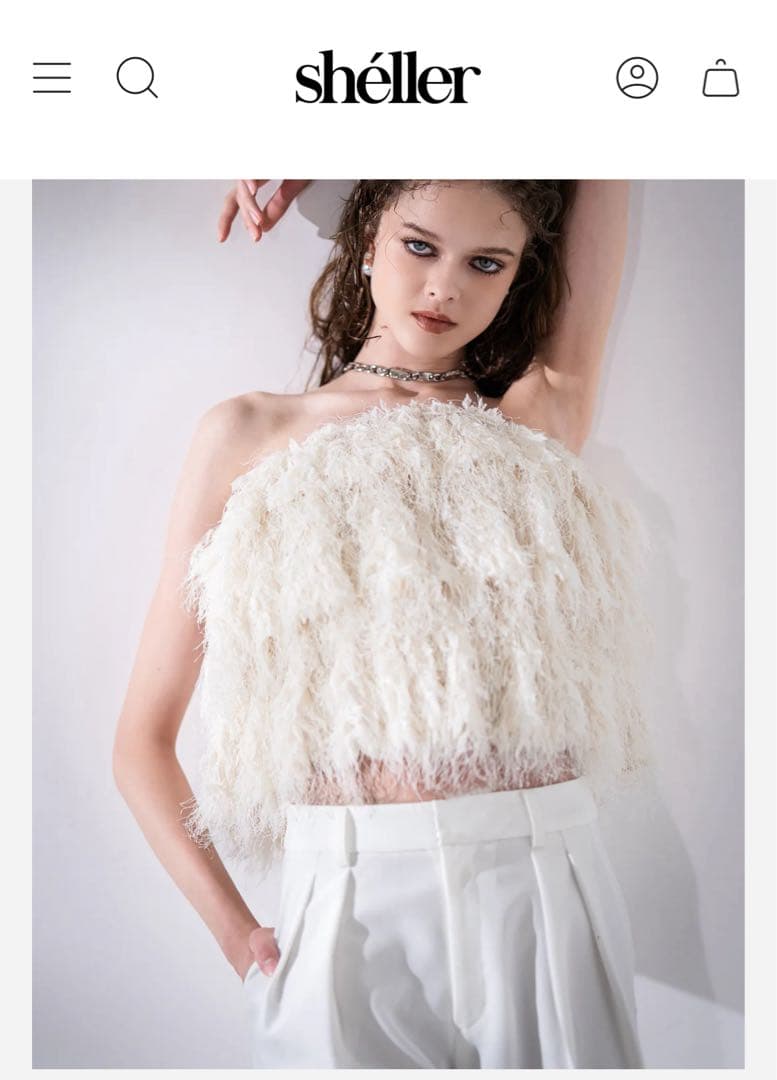 sheller シェリエ　back zip fringe bare top