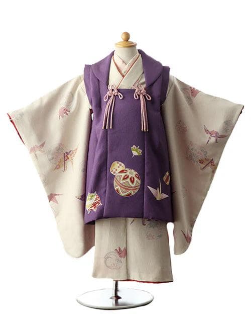 夢工房　七五三　女の子　３歳　着物　被布　紫