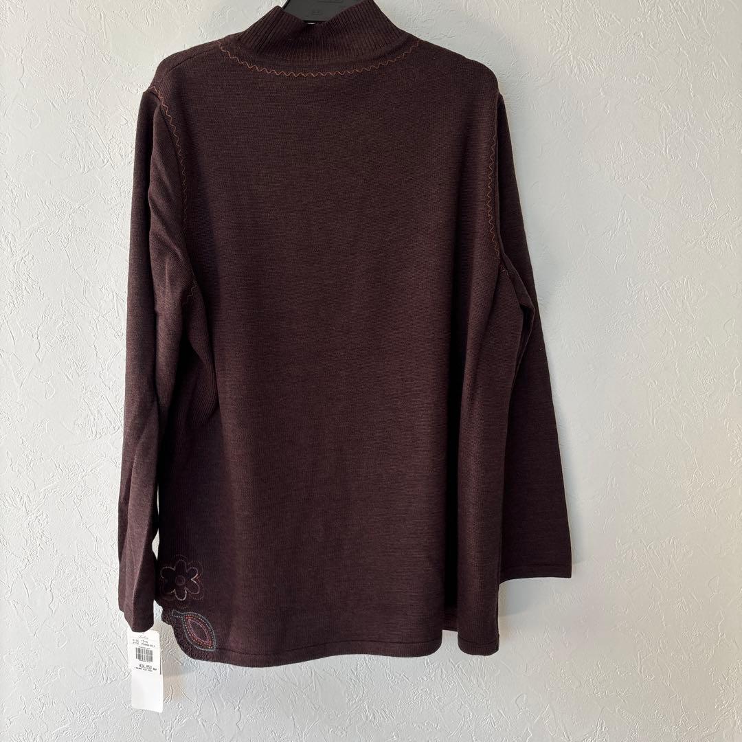 レリアン13号＋　ハイネック茶色セーター　ウール100% 新品