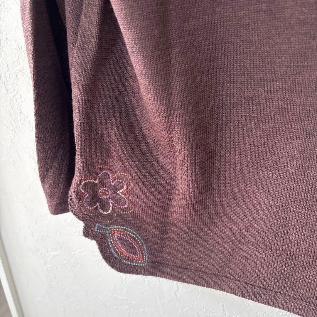 レリアン13号＋　ハイネック茶色セーター　ウール100% 新品