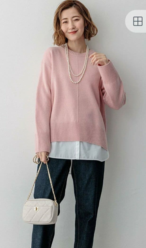 【美品】23区 カシミヤブレンド クルーネック ニット　ピンク