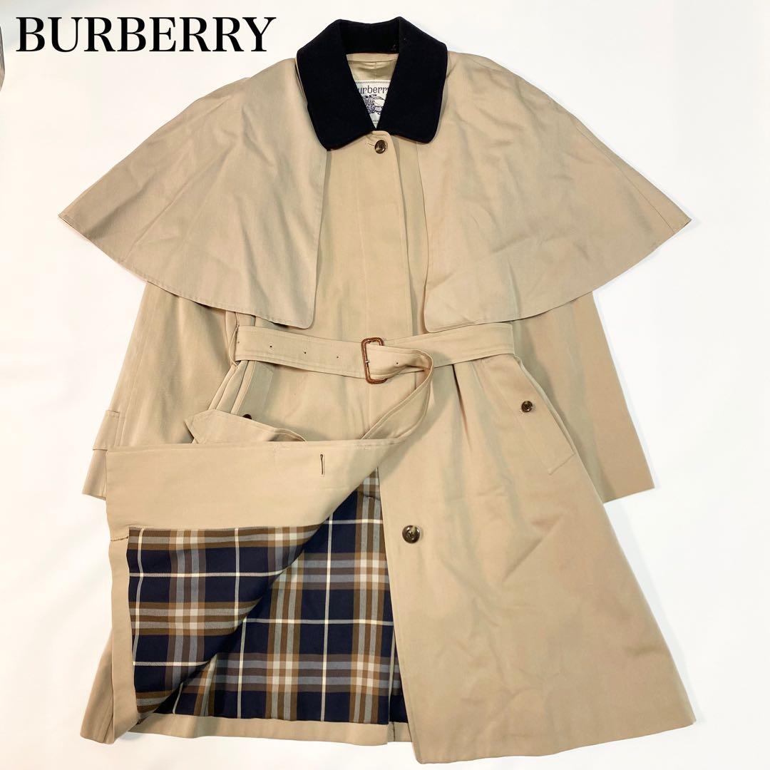 BURBERRY トレンチコート　ステンカラーコート　ケープ　チェック柄　ベルト
