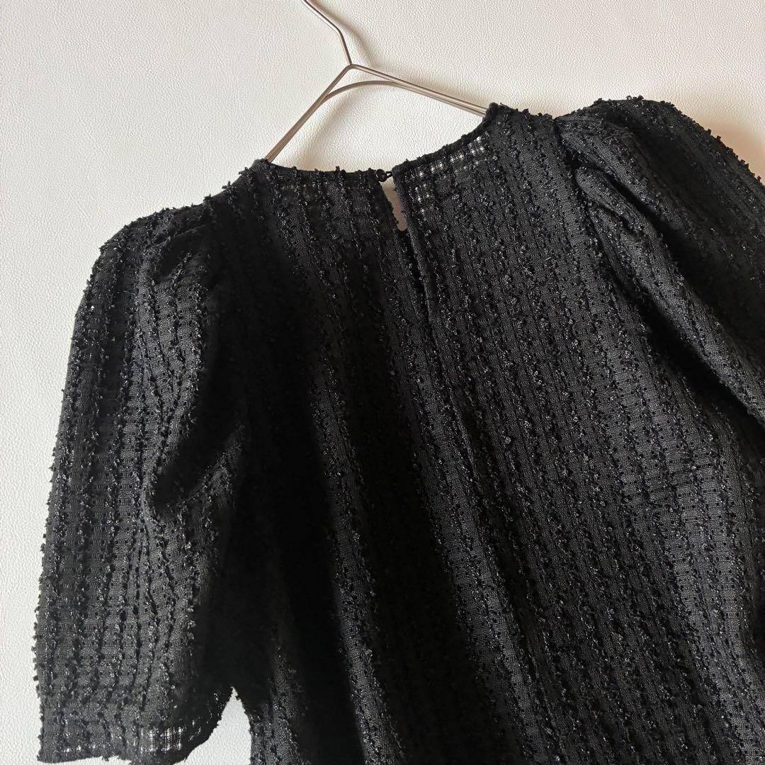 OHGA　オーガ　SAVON　サボン　シアーブラウス　パフスリーブ　ブラック