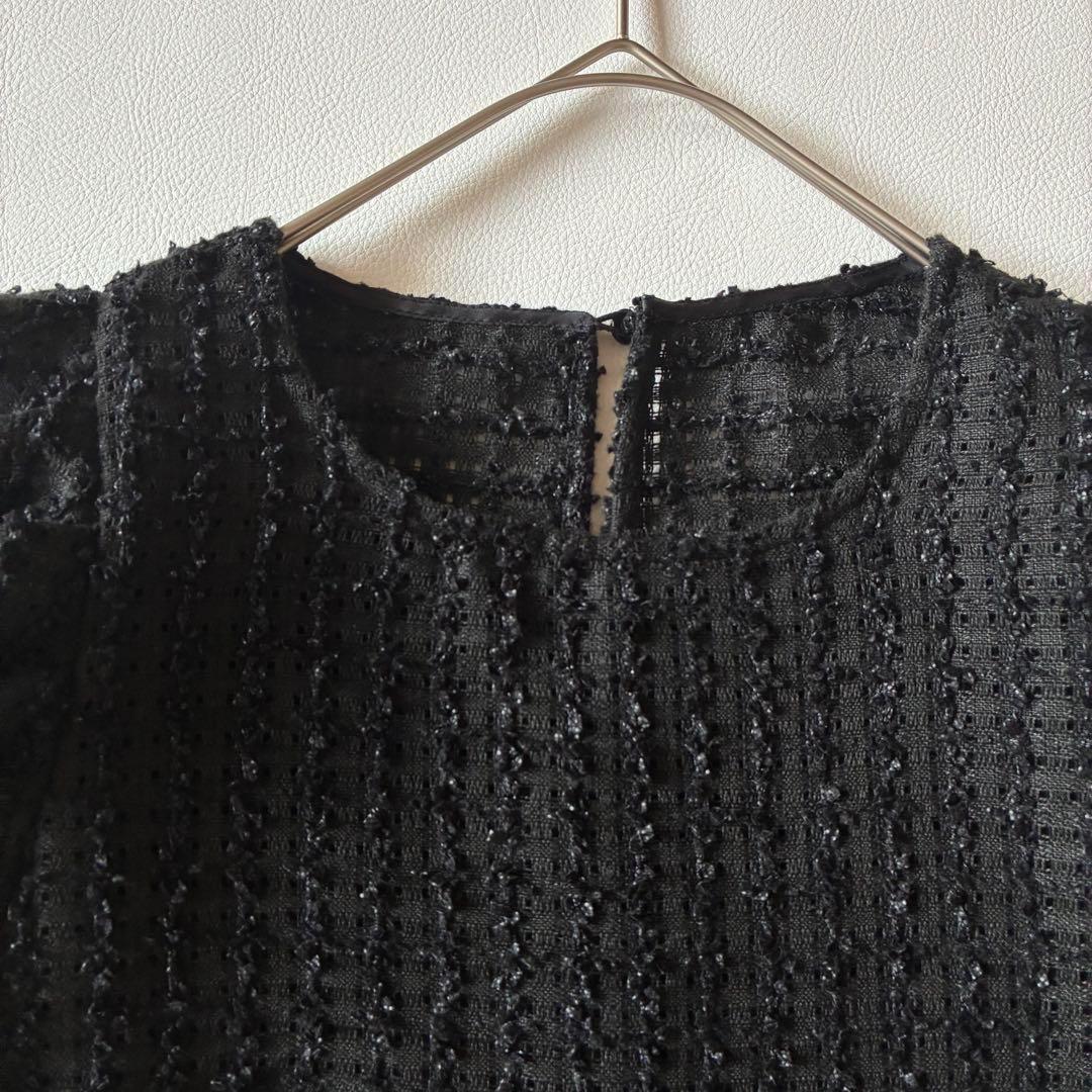 OHGA　オーガ　SAVON　サボン　シアーブラウス　パフスリーブ　ブラック