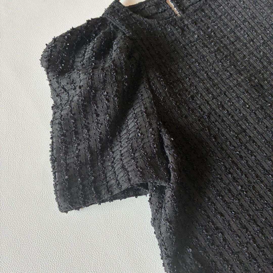 OHGA　オーガ　SAVON　サボン　シアーブラウス　パフスリーブ　ブラック