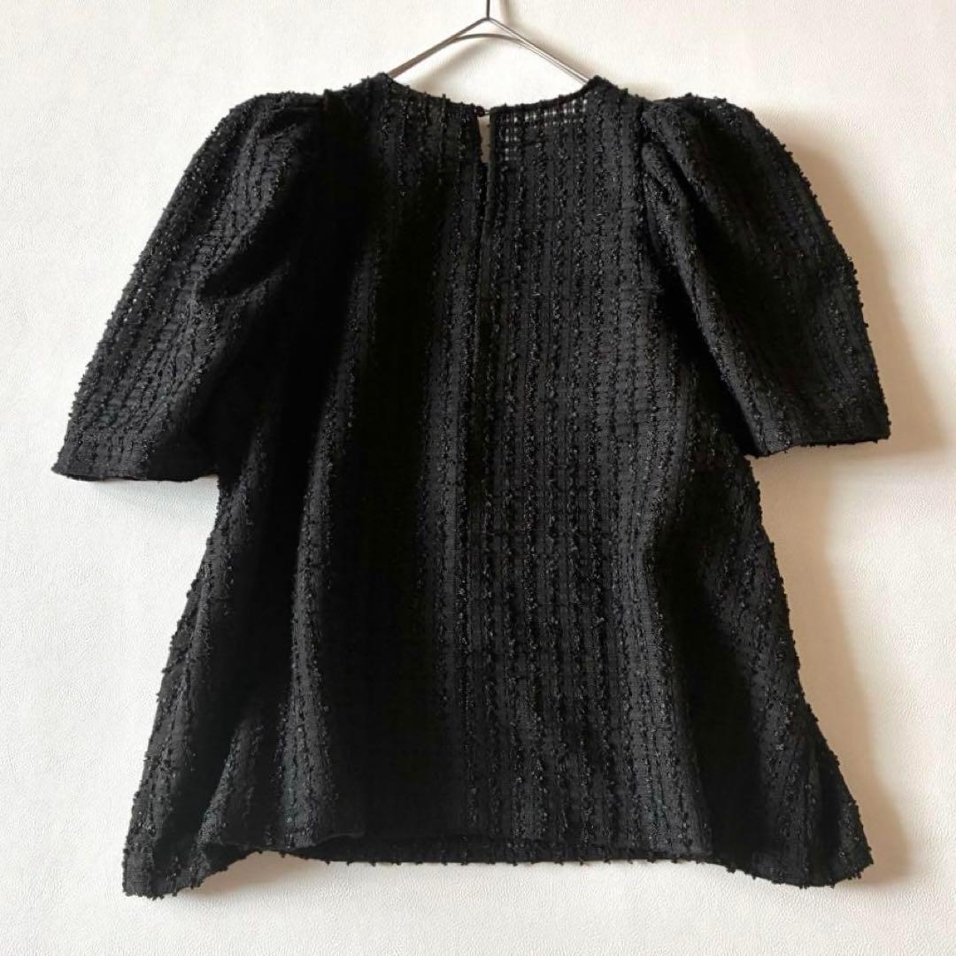 OHGA　オーガ　SAVON　サボン　シアーブラウス　パフスリーブ　ブラック