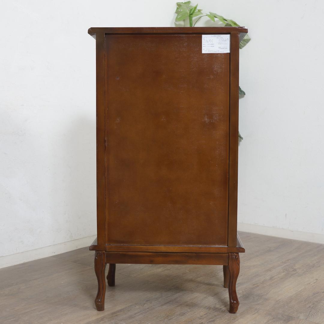 【新品・未使用】　アンティーク調　5段チェスト　猫脚　手掘り仕上げ