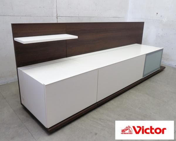 美品■ビクターインテリア■AV LIVING L■ホワイト×杢目■テレビボード