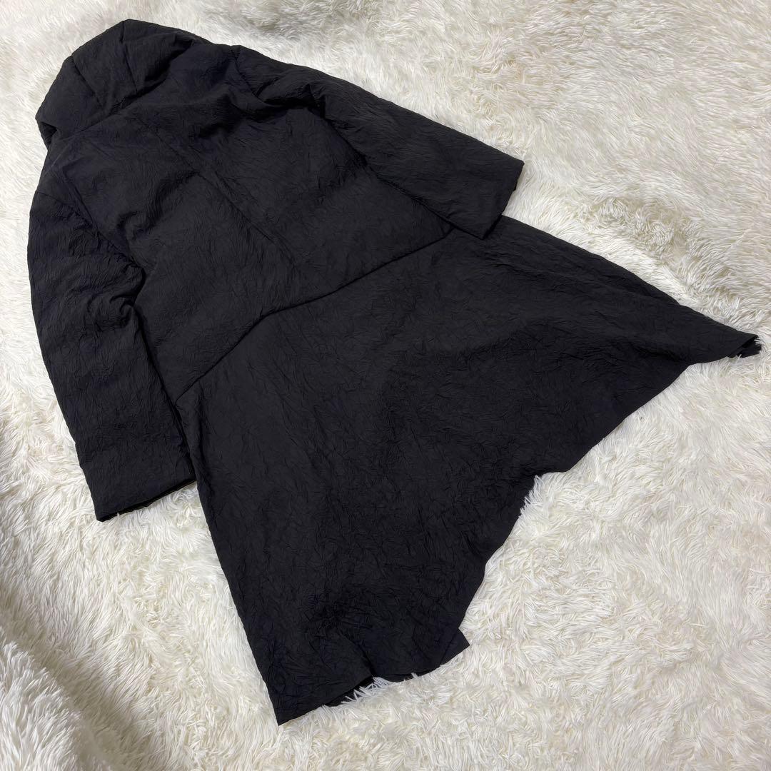 わ*う様 センソユニコ　芽風　アシンメトリー　ロングコート　L 黒　フード有り