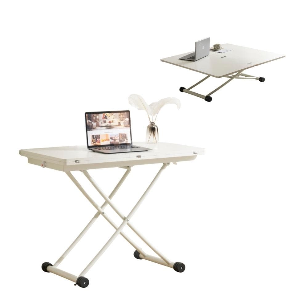 テーブル 天板が2倍に広がるガス圧昇降テーブル 100×50 100×100