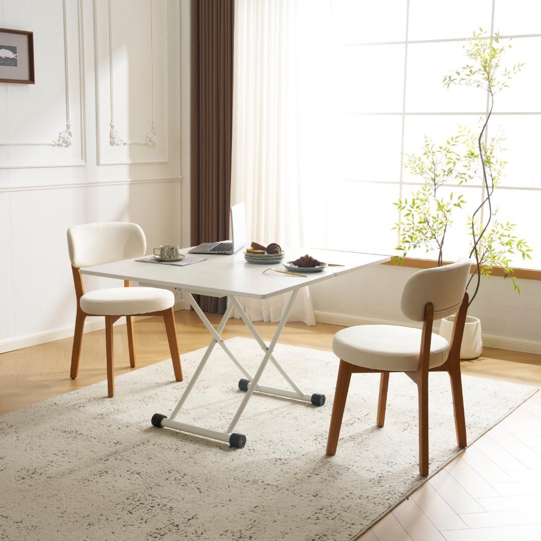 テーブル 天板が2倍に広がるガス圧昇降テーブル 100×50 100×100