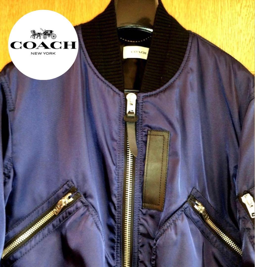 タ*ィ様 COACH コーチ　MA-1 フライトジャケット ボンバー　ネイビー