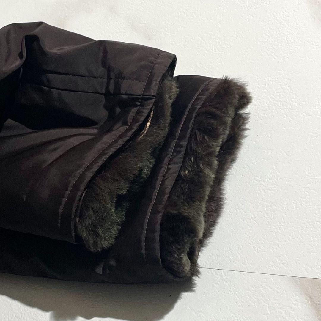 美品！バーバリーロンドンダウンコートノバチェックラビットファーフード着脱可 44