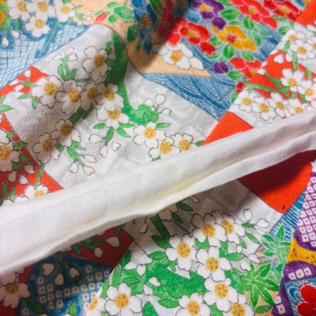 【女の子】 着物単品 草花模様 流水 波紋様 七五三 7歳