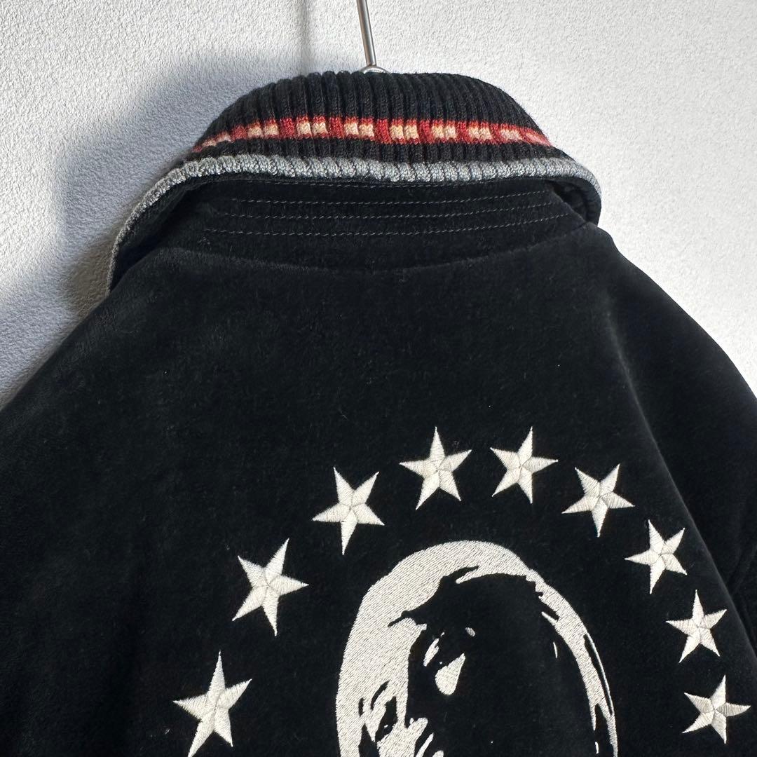 【ベロア】ヒステリックグラマー　スカジャン　ヒスガール　ブルゾン　刺繍ロゴ　黒