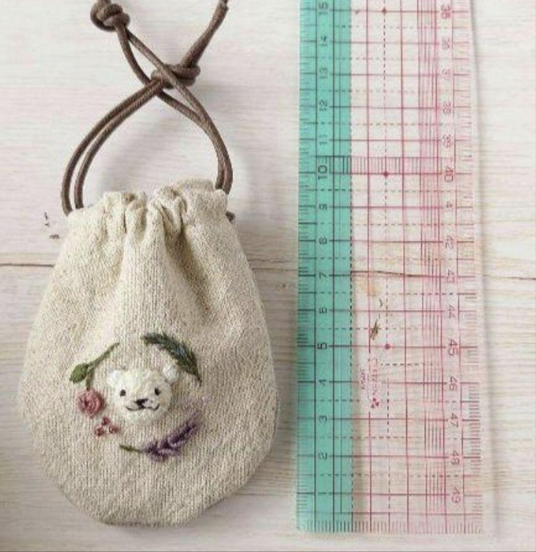 ちっちゃな巾着サシェ／詰替タイプ【白くまとポプリのお花】